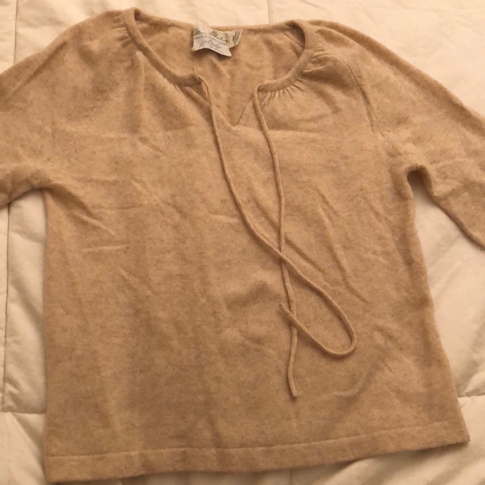 100% cashmere bell sleeve sweater